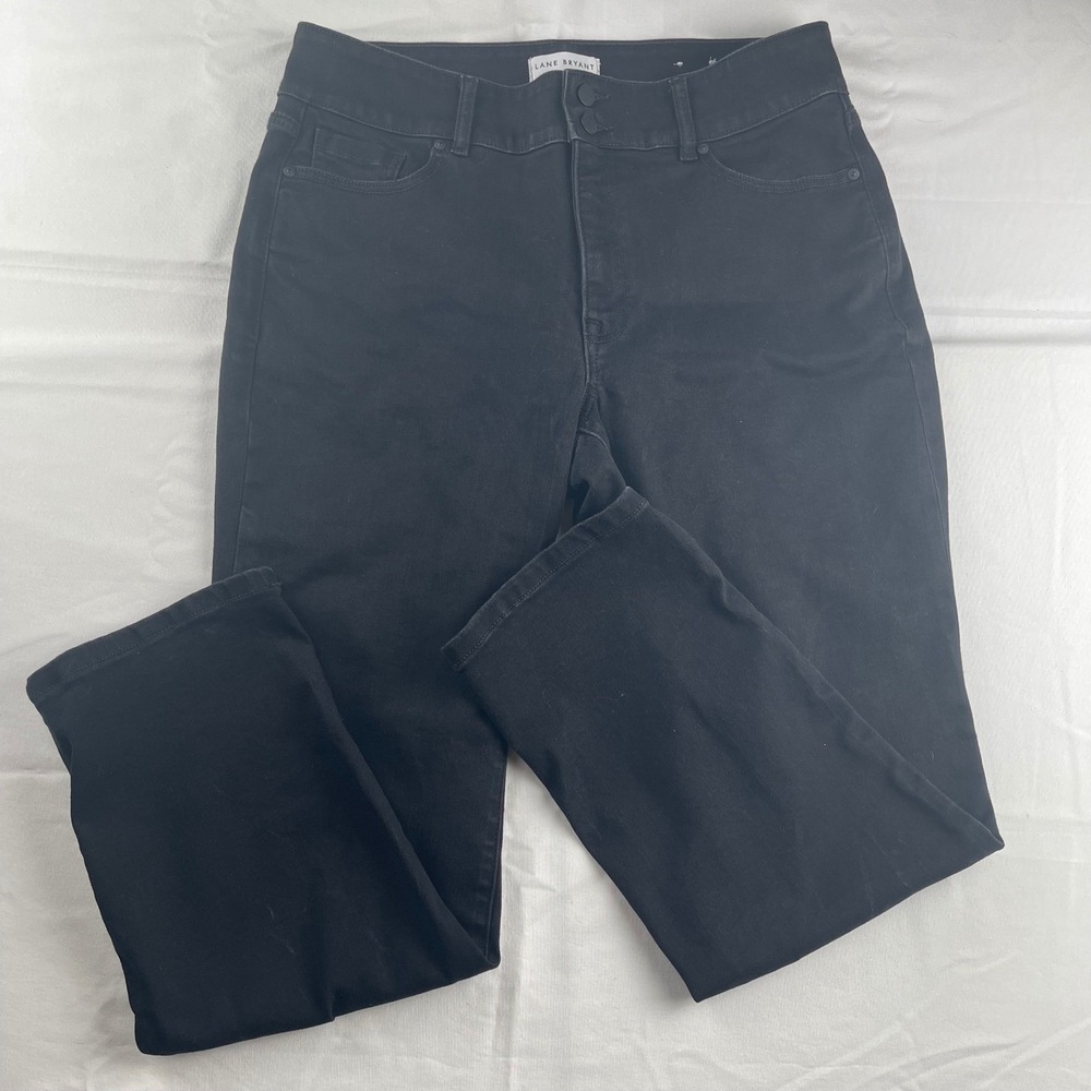 Lane Bryant 16S Black High Rise Tighter Tummy Slim Straight Jeans Women NWOT